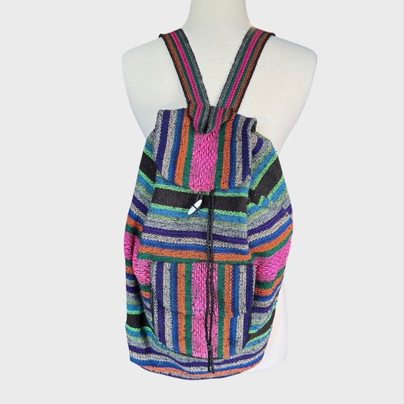 Backpack vintage woven Hippie Gear Backpack Made in Mexico pink blue orange - Picture 1 of 12